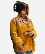 Rihanna 2026 Bambino Paris Miu Miu Suede Leather Jacket