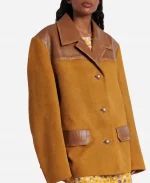 Rihanna Miu Miu Brown Suede Leather Jacket