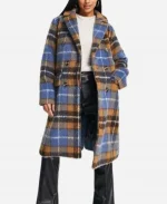Rose Matafeo Blue Plaid Coat