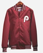Ryan Phillippe 2026 Philadelphia Phillies Burgundy Varsity Bomber Jacket