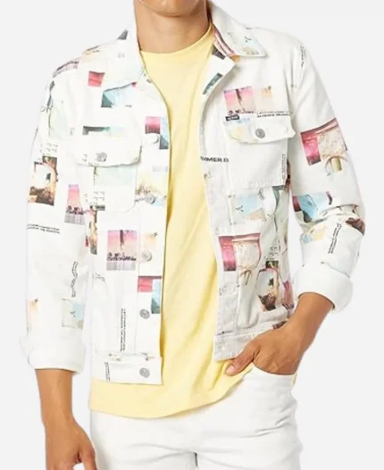 Santi TV Series Neon 2023Tyler Dean Flores Collage Print Jacket