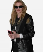 Sarah Pidgeon 2026 Milan Fashion Week Black Leather Jacket