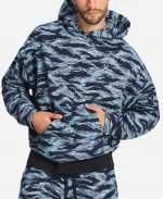 Savage X Fenty Tiger-Striped Camo Hoodie In Blue