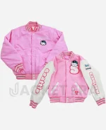 Seattle Mariners Youth Hello Kitty Reversible Pink Varsity Jacket