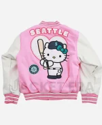 Seattle Mariners Youth Hello Kitty Reversible Varsity Jacket In Pink