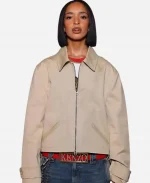 Singer Dina Ayada Paris Fashion Week 2026 Beige Cotton Jacket