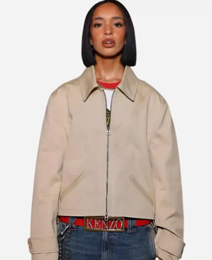Singer Dina Ayada Paris Fashion Week 2026 Beige Cotton Jacket