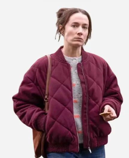 Siobhan Cullen Tv Series Babies S01 Lisa Burgundy Quilted Bomber Jacket