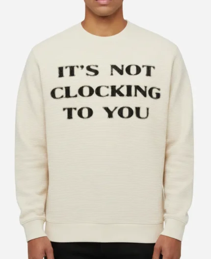 Skylrk Its Not Clocking to You Thermal Sweatshirt In Beige