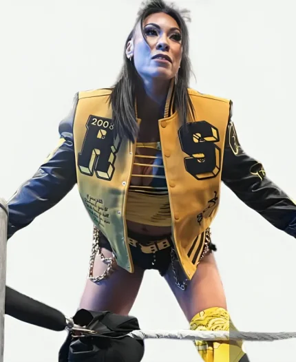 SmackDown 2026 Michin Yellow & Black Varsity Jacket