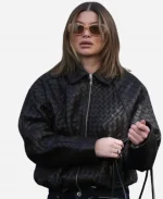 Sophia Geiss Woven Texture Vermont Leather Jacket