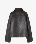 Sophia Geiss Woven Texture Vermont Leather Jacket In Black