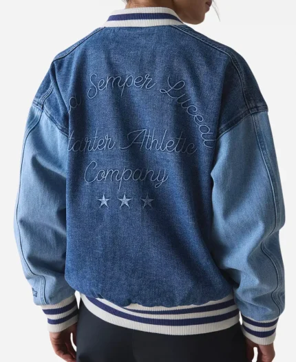 Starter Colorblock Denim Varsity Bomber Jacket