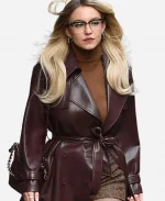 Sydney Sweeney Brown Leather Coat