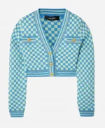 Sydney Sweeney TV Series Euphoria S03 Cassie’s Cropped Checked Jacquard Cardigan