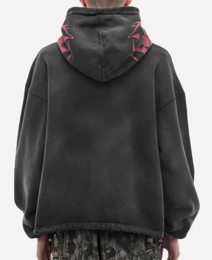 THUG CLUB Riding Skull Black Graphic Hoodie