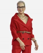 The Devil Wears Prada 2 Press Conference 2026 Meryl Streep Red Double-Breasted Blazer