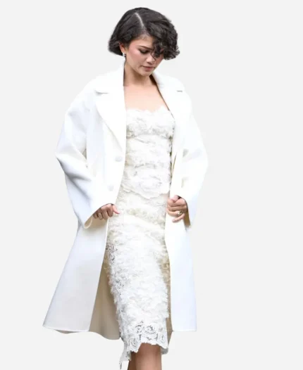 The Drama Press Tour Paris Fashion 2026 Zendaya Off White Wool Trench Coat