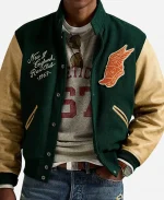 The Jennifer Hudson Show 2026 Juliano Krue Valdi Varsity Jacket - Green and Tan