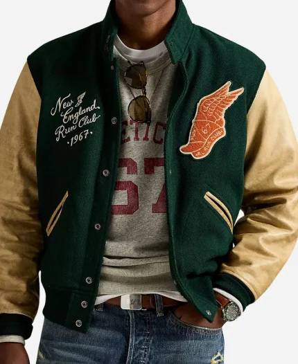 The Jennifer Hudson Show 2026 Juliano Krue Valdi Varsity Jacket - Green and Tan