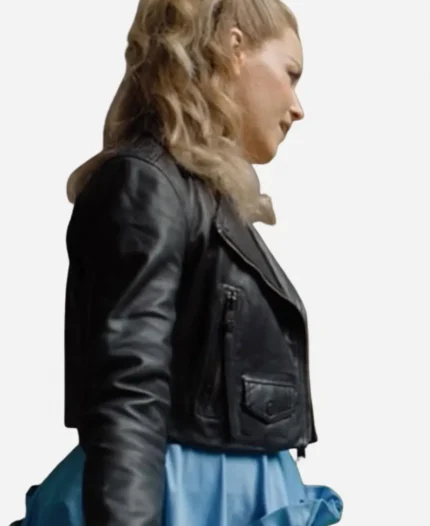 The Miniature Wife 2026 Elizabeth Banks Black Leather Jacket