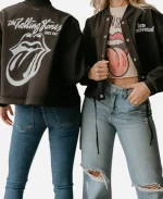 The Rolling Stones Full Snap Varsity Jacket - Black