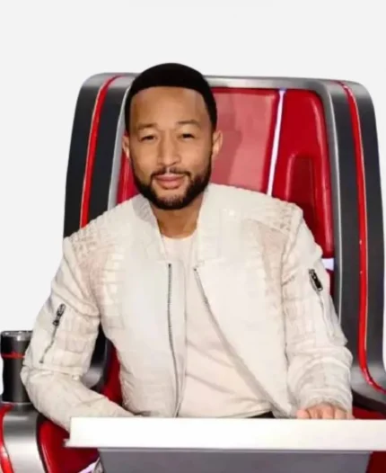The Voice 2026 Tv Show John Legend Crocodile White Leather Jacket