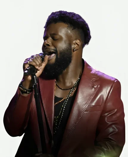 The Voice S29 Moses G Maroon Leather Blazer