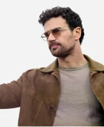 Theo James Fuze London Photocall Brown Suede Leather Jacket