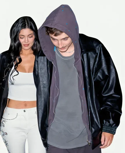 Timothee Chalamet Knicks vs Hawks Game 5 Black Jacket
