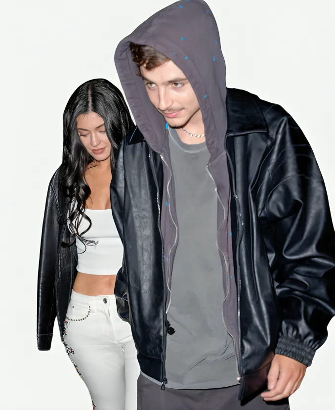 Timothee Chalamet NBA 2026 NY Knicks vs Atlanta Hawks Game 2 Black Jacket Timothee Chalamet NBA 2026 NY Knicks vs Atlanta Hawks Game 2 Black Jacket