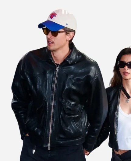 Tom Blyth 2026 Knicks Game Leather Jacket