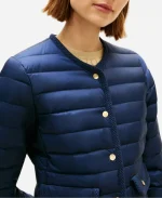 Tommy Hilfiger Blue Down Quilted Straight Jacket