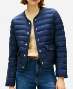 Tommy Hilfiger Blue Quilted Straight Jacket