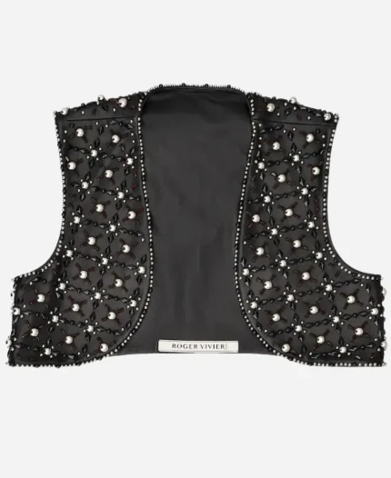 Tv Show The Voice S29 Kelly Clarkson Black Bead Embellished Vest