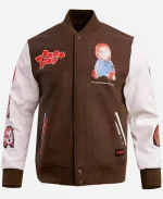 Unisex Chucky Good Guys Brown Full Zip Varsity Jacket - For Sale