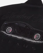 Unisex Lexus LFA x 100 Thieves Golden Bear V10 Supercar Black Varsity Jacket