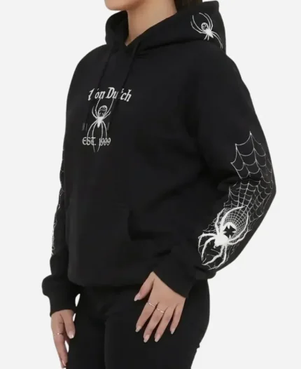 Unisex Von Dutch Spider Crest Black Pullover Hoodie