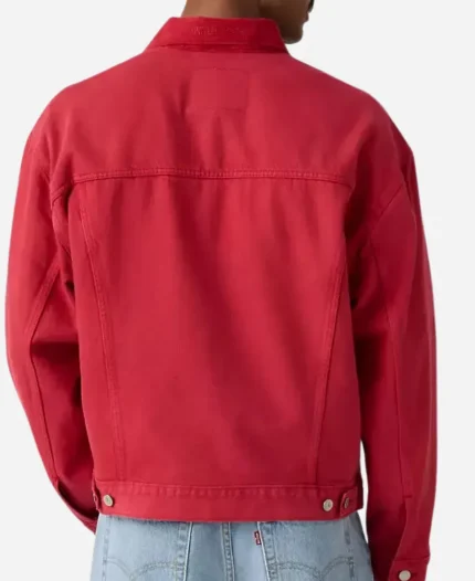 United States 2026 Football Federation Red Denim Jacket