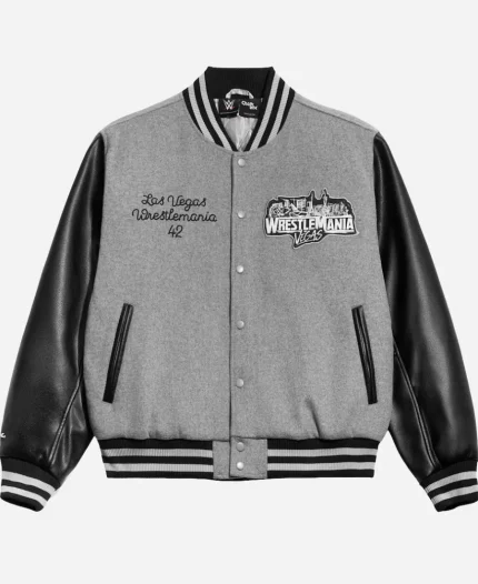 WWE 2026 WrestleMania 42 Las Vegas Grey Varsity Jacket