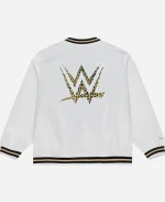 WWE 2026 WrestleMania 42 Vegas Satin Varsity Jacket - White