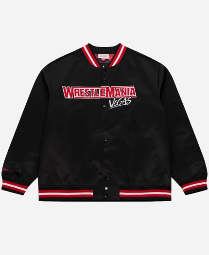 WWE 2026 WrestleMania Las Vegas 42 Mitchell & Ness Black Satin Jacket