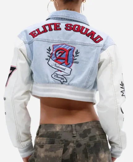 WWE Superstar Nia Jax 2026 Denim Crop Bomber Jacket