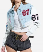 WWE Superstar Nia Jax 2026 Denim Cropped Bomber Jacket