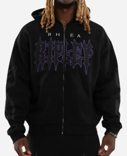 WWE x KSCY Rhea Ripley Chaos Street Black Zip Up Hooded Jacket