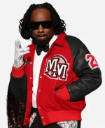 Wale Michael 2026 Premiere Michael Jackson MM Varsity Jacket In Red & Black