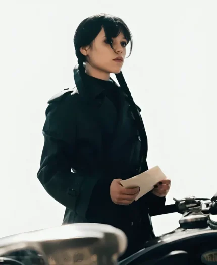 Wednesday S03 Jenna Ortega Leather Coat