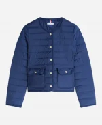 Women's Tommy Hilfiger Blue Quilted Straight Jacket
