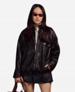 Yerin Ha Miu Miu Paris Fashion Show FW26 Black Leather Jacket