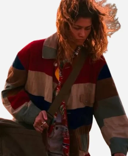 Zendaya Coleman Euphoria S03 Colorblock Jacket